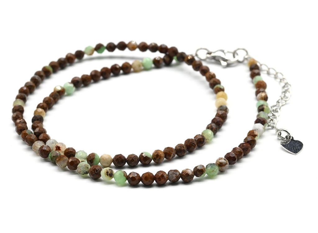 Чокер из хризопраза шарик граненый 3мм, 38см