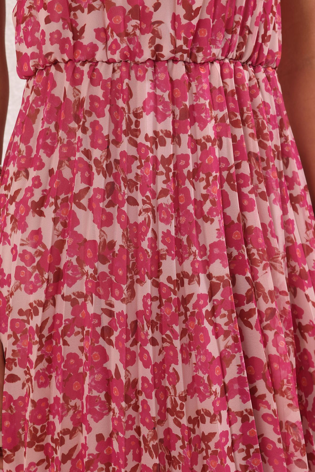 TRENDYOLMILLA Ekru Cicekli Etegi Belden Ac?lan Piliseli Midi Dokuma Elbise TWOSS25EL00581  фото 8