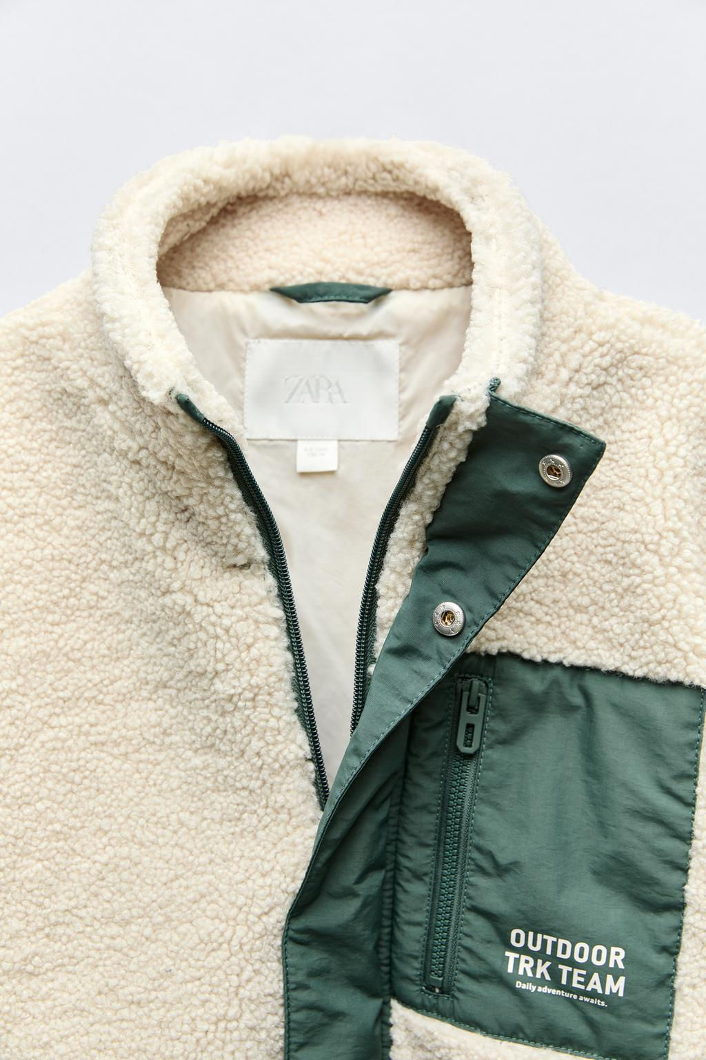 FAUX SHEARLING AND NYLON JACKET - Zara фото 3
