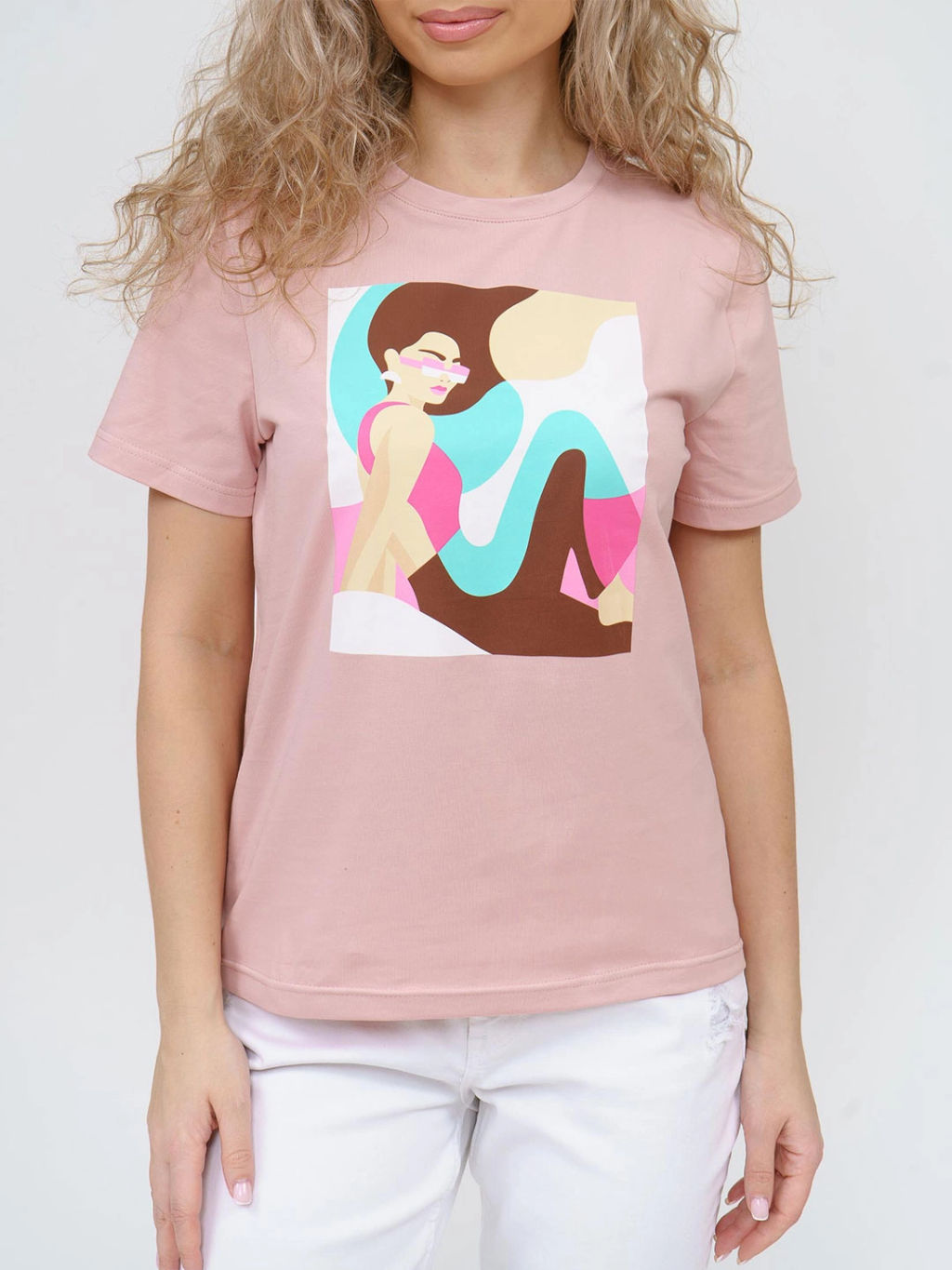 Футболка женская, цвет бежевый