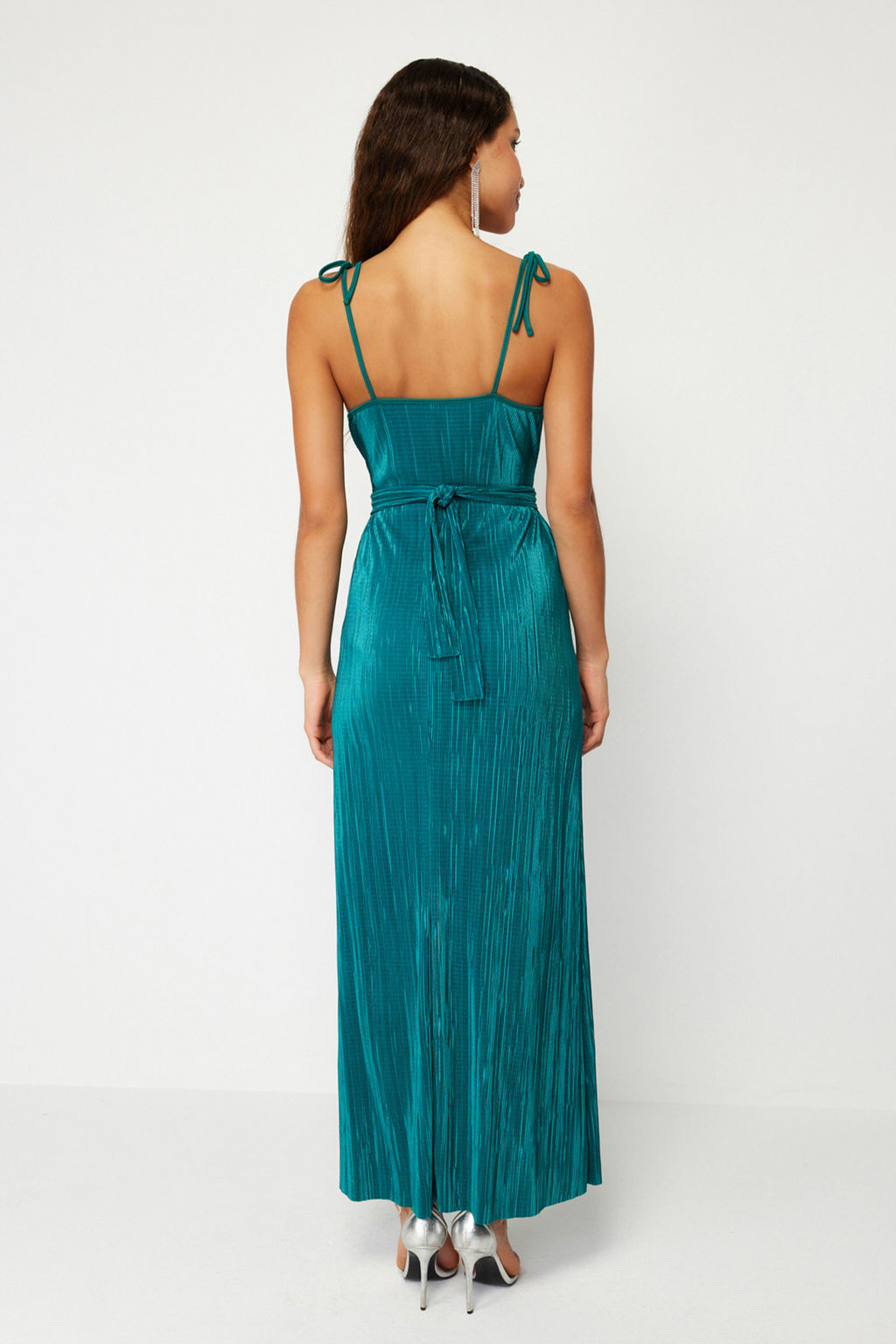 Zumrut Yesili Kusakl? A-Kesim Astarl? Piliseli Orme S?k Abiye Elbise TPRSS24EL00093 - Trendyolmilla фото 6