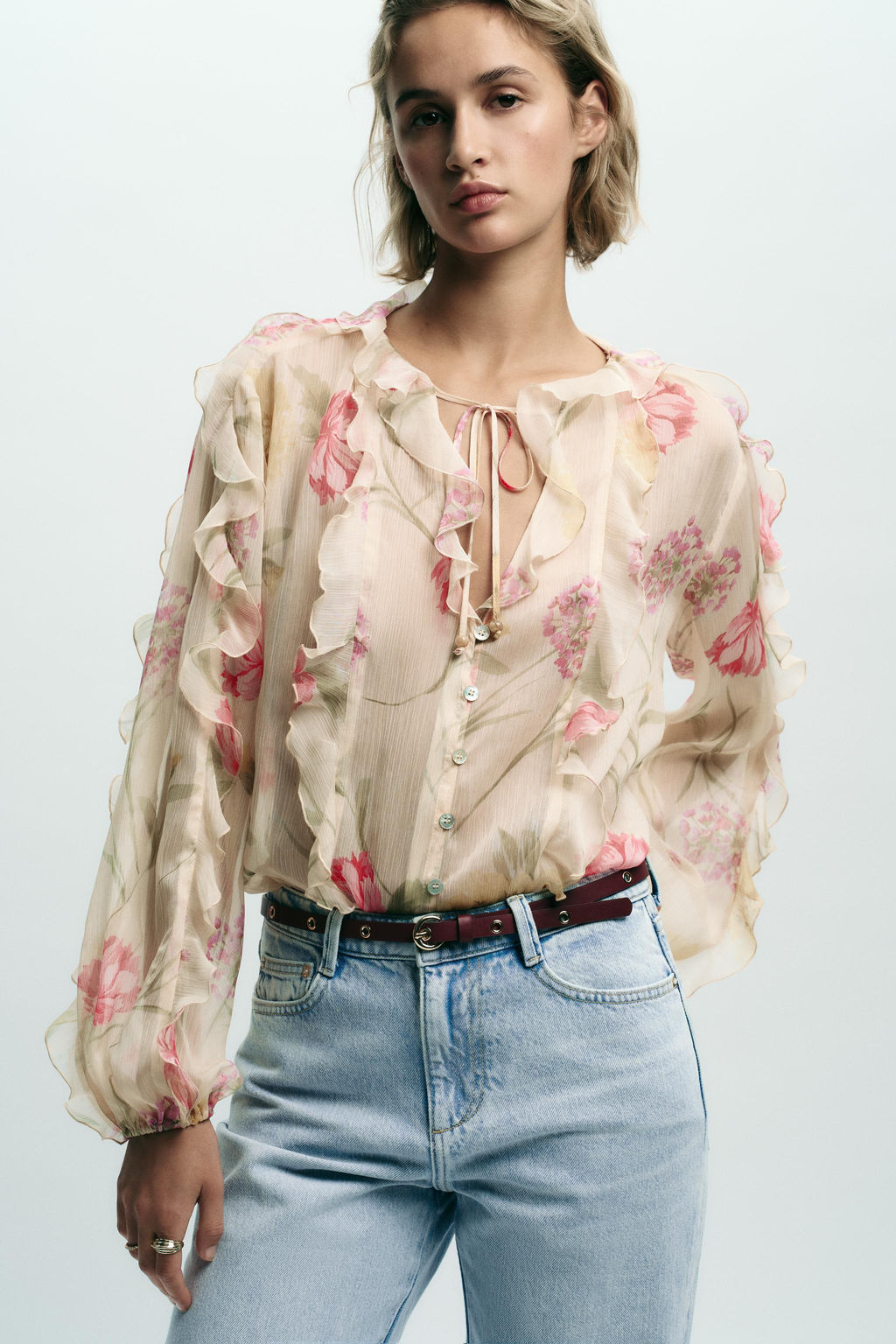 Z1975 REGULAR FIT HIGH-WAIST JEANS WITH BELT - Zara фото 23