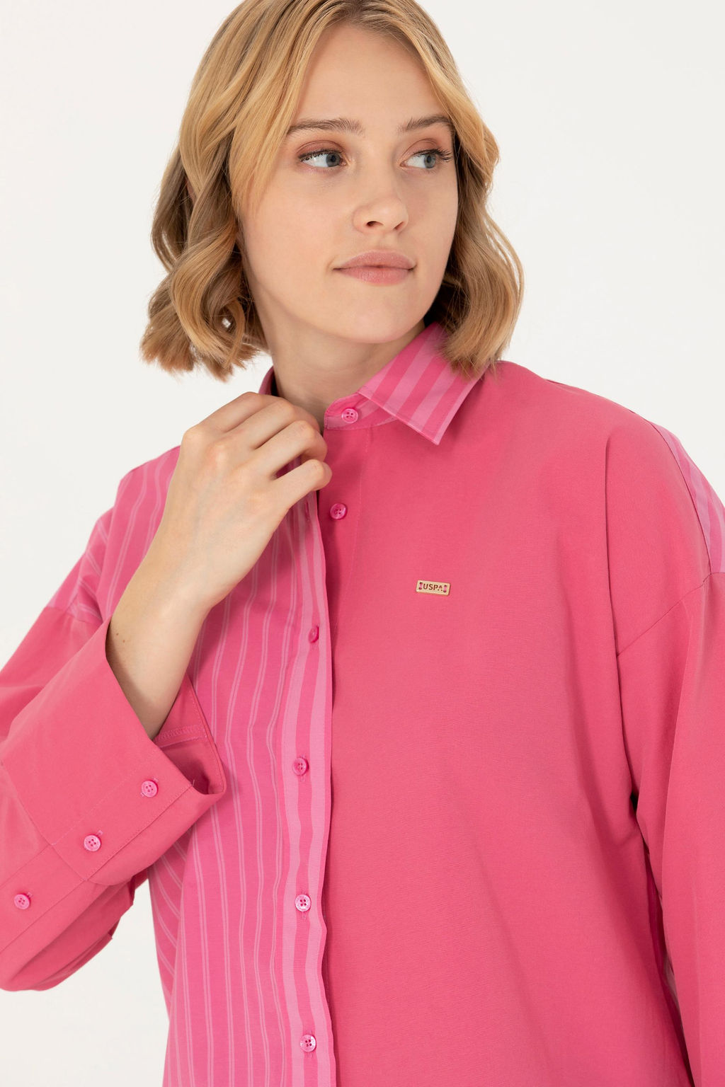 U. S. Polo Assn Женская розовая рубашка с длинным рукавом - U.s. polo assn фото 2
