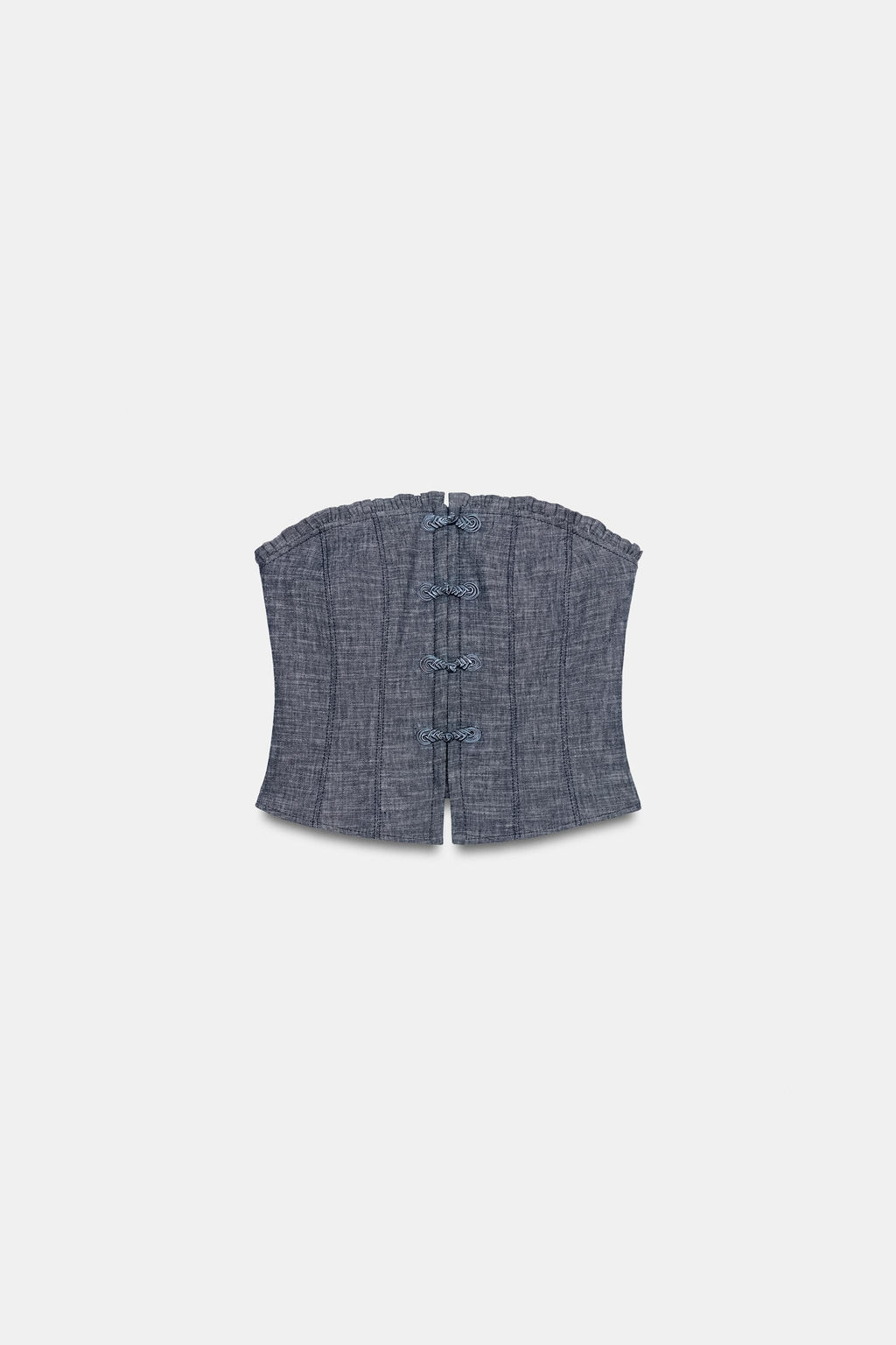 TOP CORTO ALAMARES CON LINO / Gris