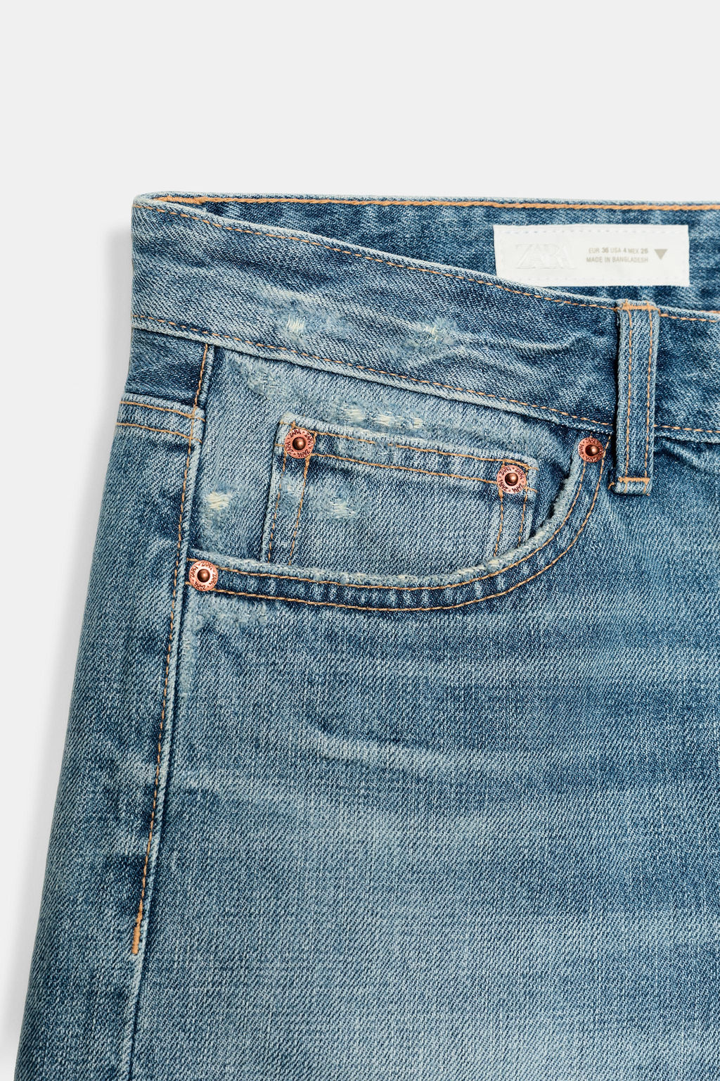 BERMUDA REGULAR DENIM TRF TIRO MEDIO / Azul - Zara фото 8