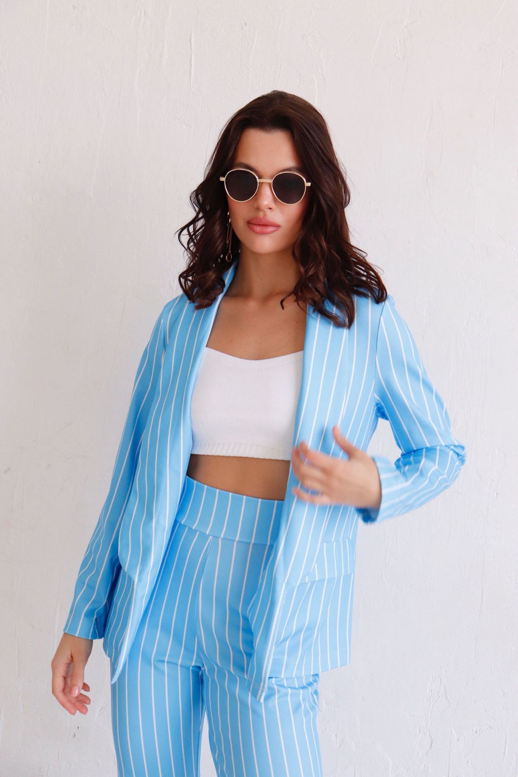 12617 Брючный костюм голубой в полоску - Martichelli фото 4