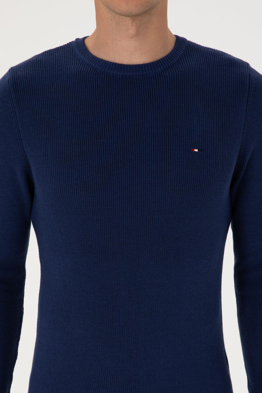 Erkek Slim Fit Bisiklet Yaka _ndigo Basic Kazak - U.s. polo assn фото 6