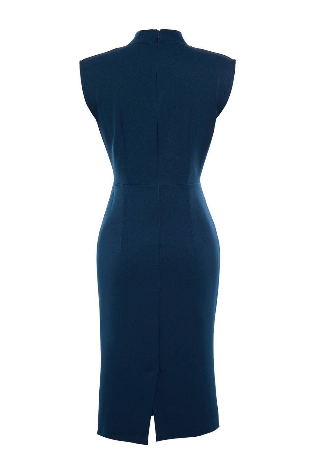 TRENDYOLMILLA Bordo Vucuda Oturan Dik Yaka Midi Kalem Etek Dokuma Elbise TWOAW20EL0311  фото 17