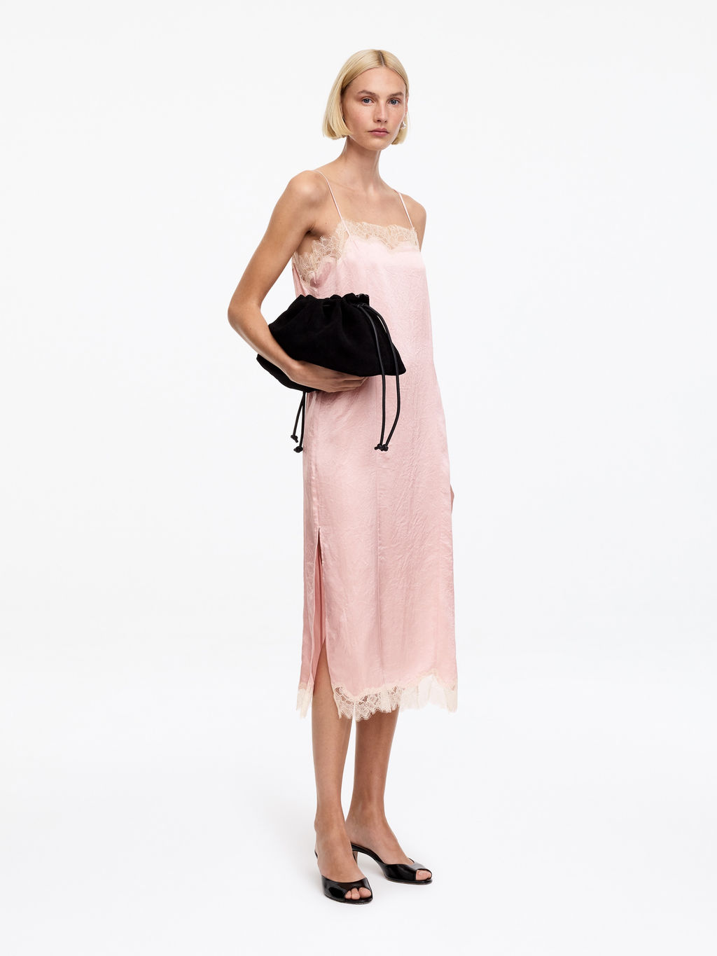 Vestido lencero con ribete de encaje - H&m фото 6