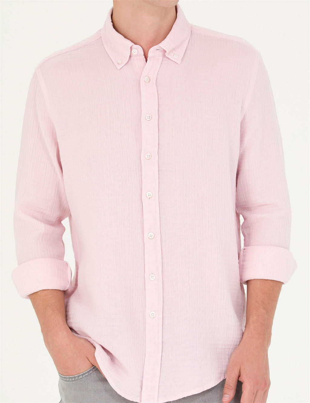 Pembe Regular Fit Uzun Kollu G_mlek