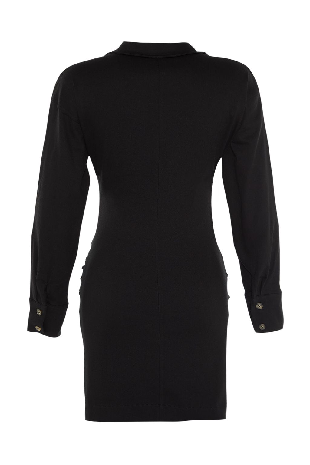 TRENDYOLMILLA Limited Edition Siyah Vucuda Oturan Drape Detayl? Mini Gabardin Dokuma Elbise TWOAW21EL1388