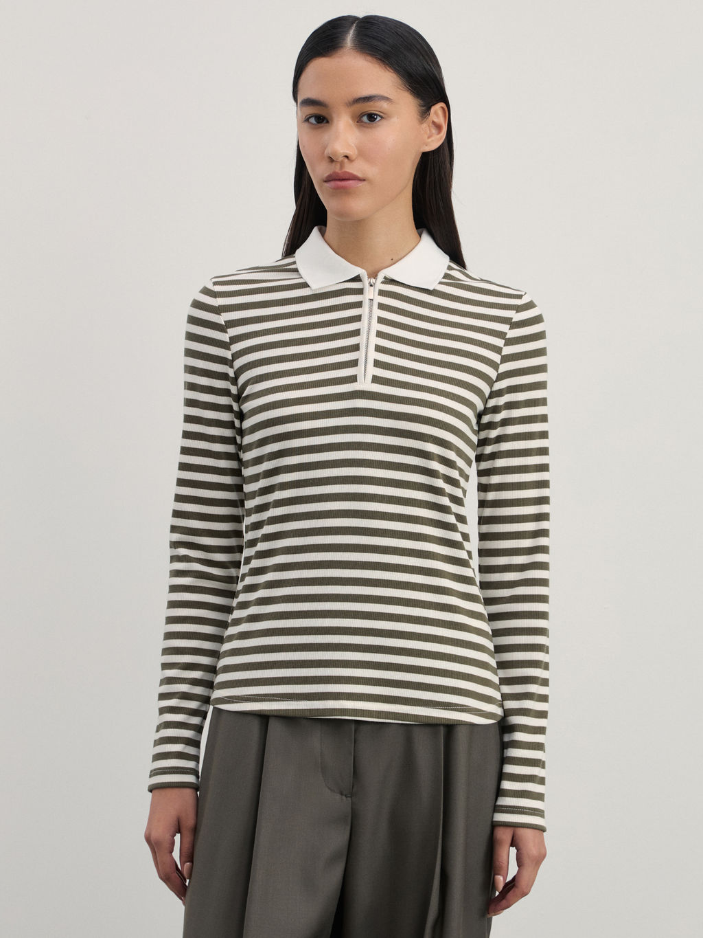 Лонгслив в полоску с молнией из вискозы / Zarina  фото 3