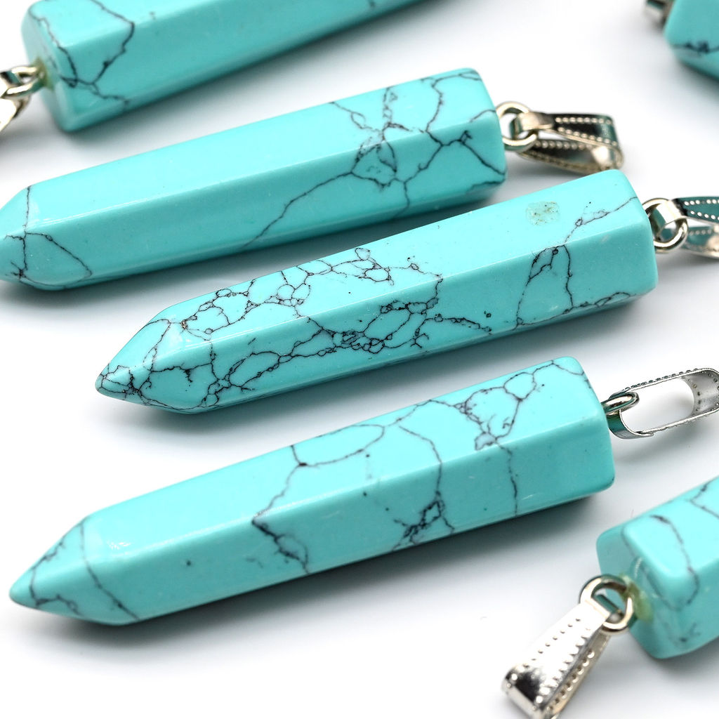 Подвеска из бирюзы (имитация) кристалл 11*49мм