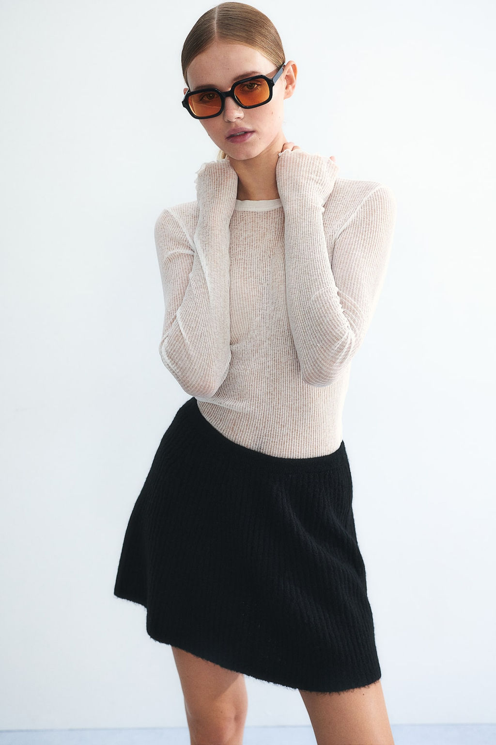 Minifalda evase en punto de canale - H&m фото 2