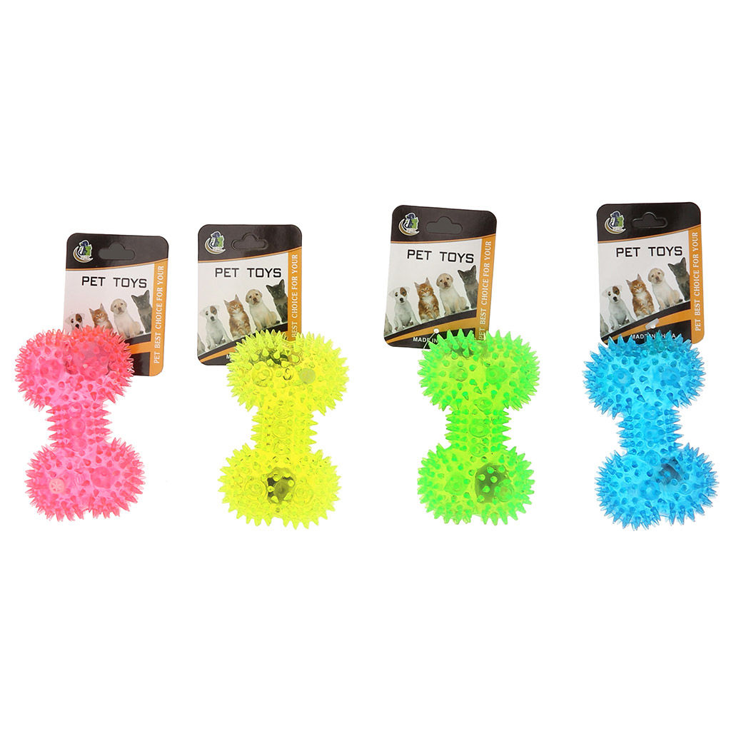 Пэт тойс (Pet toys) Игрушка для собаки Косточка с шипами 11х7см h5см, ПВХ, с пищалкой, светящаяся, на картоне, прозрачная, цвета в ассортименте: синий, розовый, зеленый, желтый (Китай) - Домашняя Мода фото 7