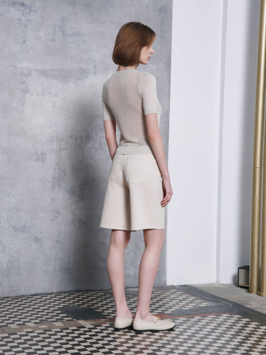 CONTE CON-644 Джинсовые шорты высокой посадкой ecru