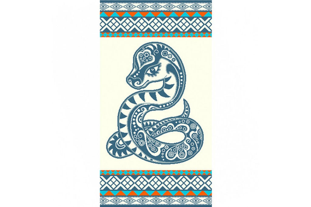 Полотенце махровое птк. жак. 7620, Росписная змейка М