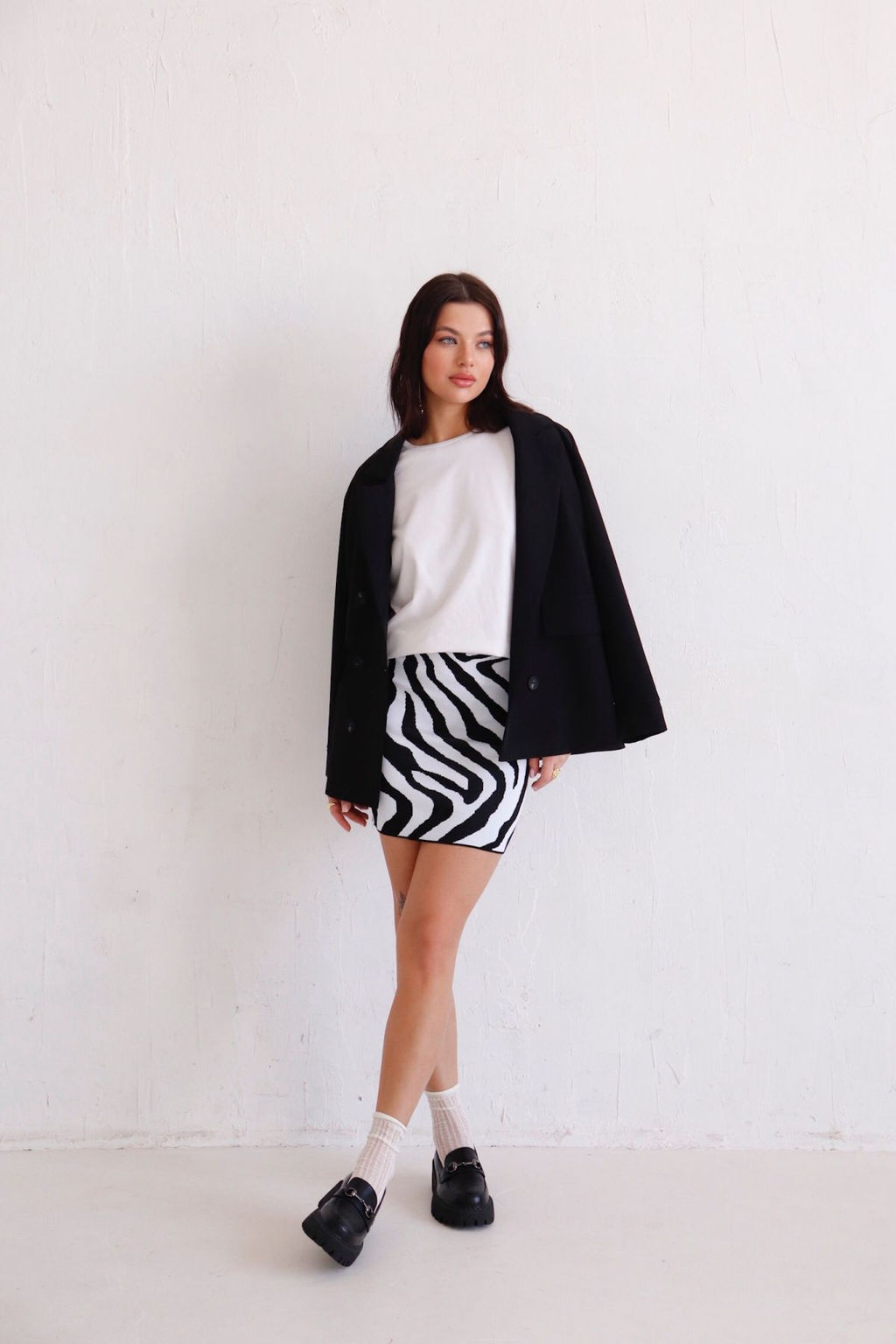11417 Мини-юбка вязаная чёрно-белая - Martichelli фото 15