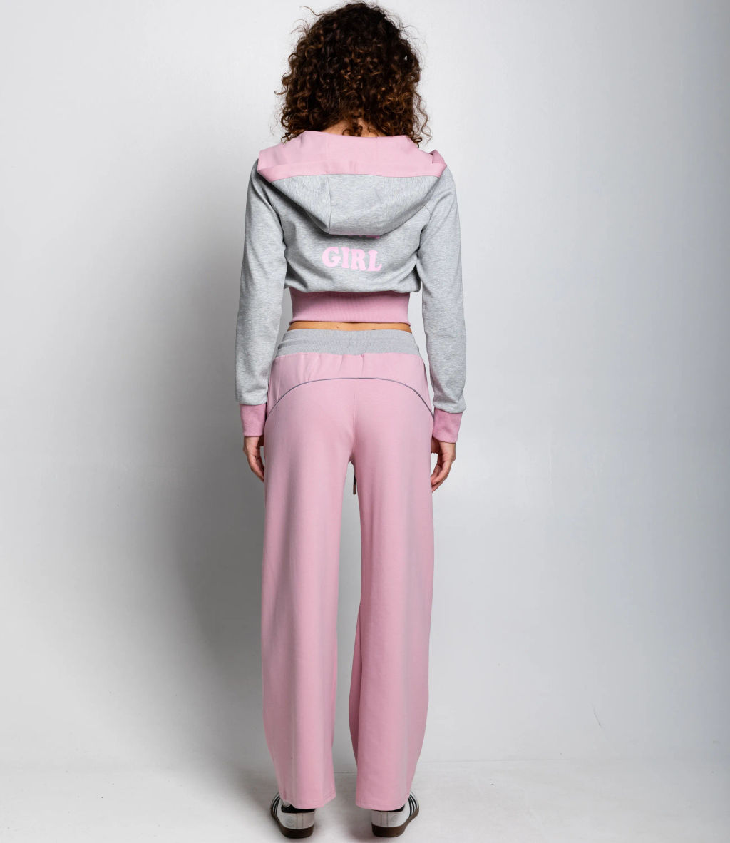 Спортивный костюм #КТ25024, серый меланж, пудровый