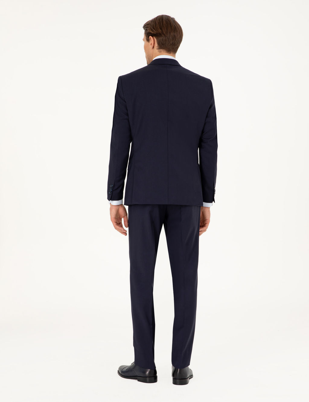 Lacivert Slim Fit %100 Y_n Tak_m Elbise