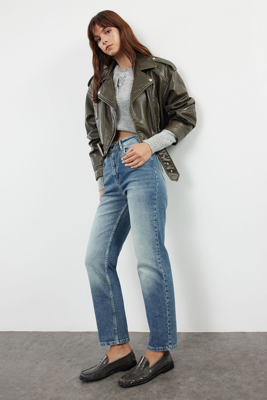 Mavi Yuksek Bel Straight Jeans TWOAW25JE00152 - Trendyolmilla фото 2