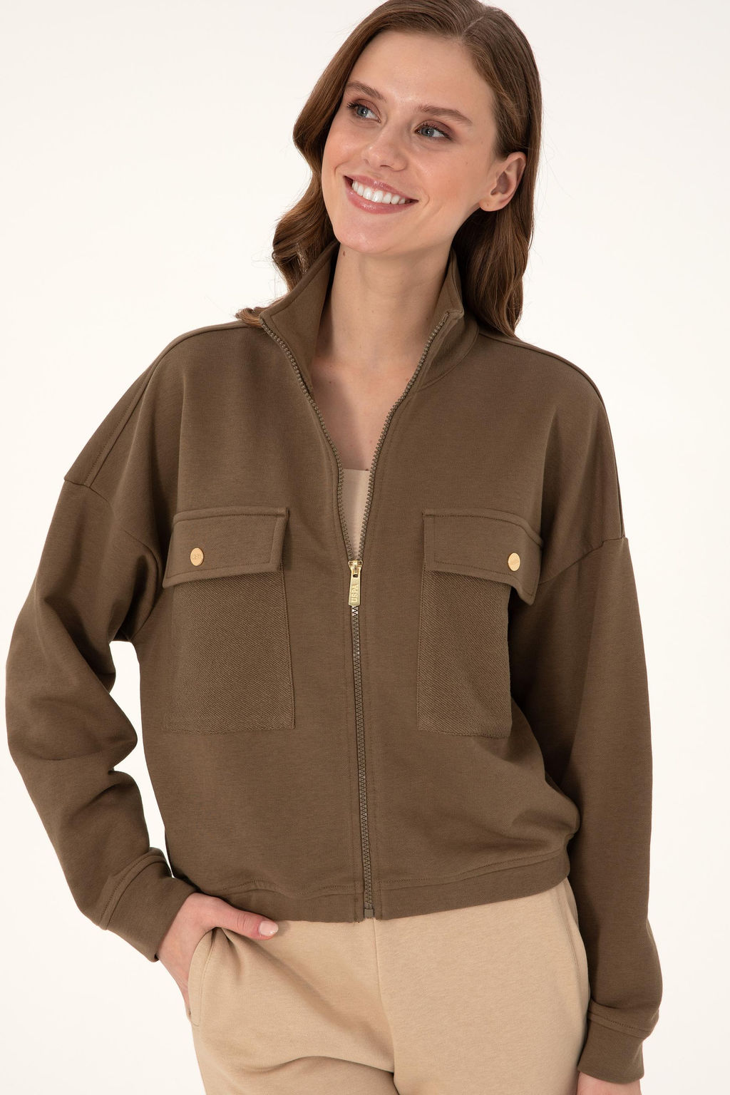 Женский свитшот цвета хаки Неожиданная скидка в корзине - U.s. polo assn фото 3