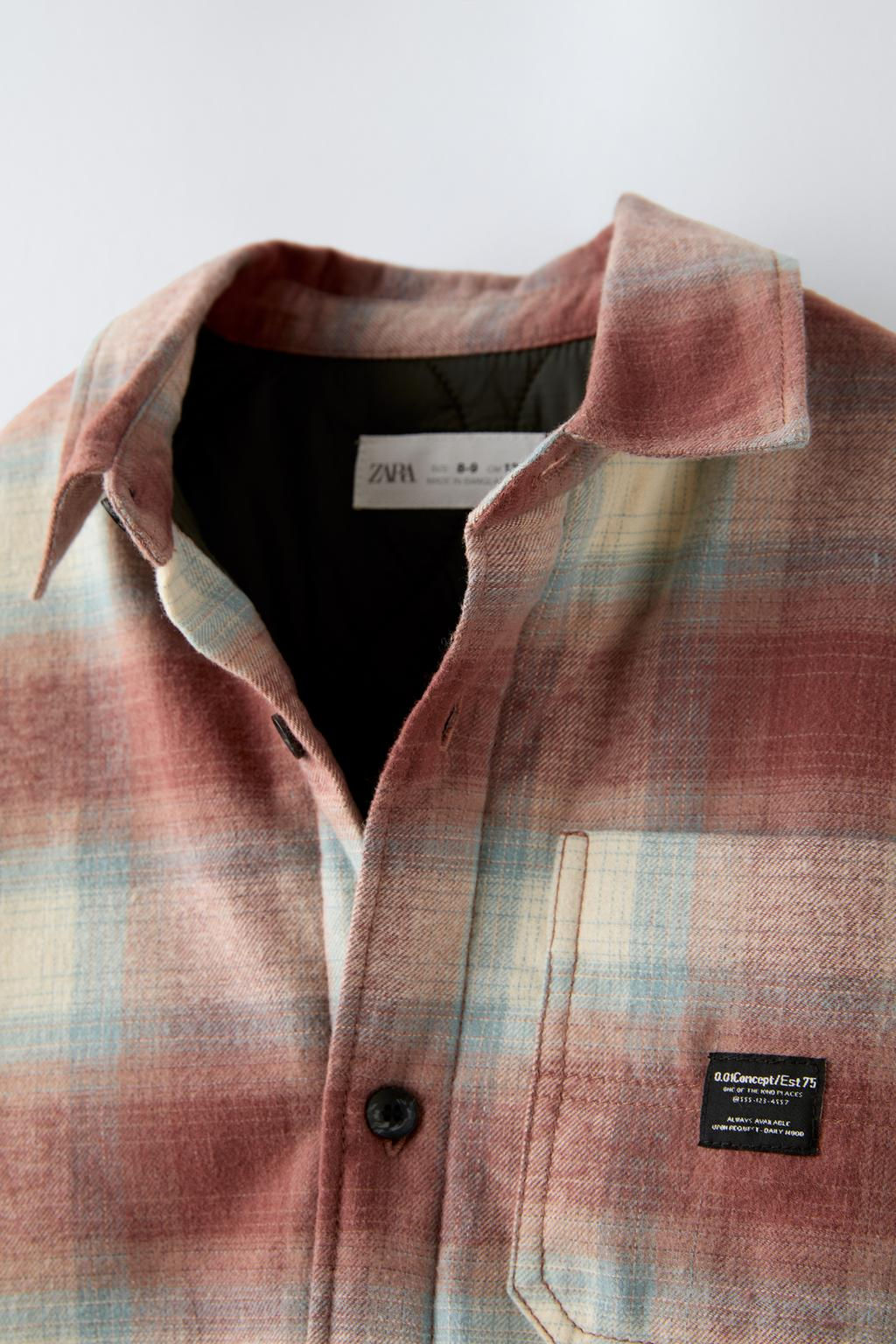 QUILTED CHECKED OVERSHIRT - Zara фото 3