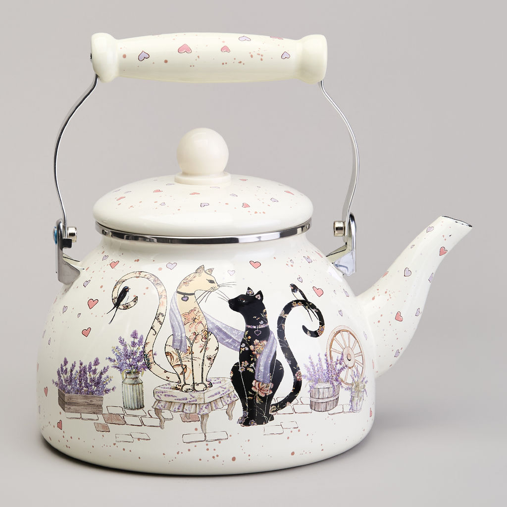 ЧАЙНИК AGNESS ЭМАЛИРОВАННЫЙ СЕРИЯ LAVANDER CATS, 2,6 Л  фото 4