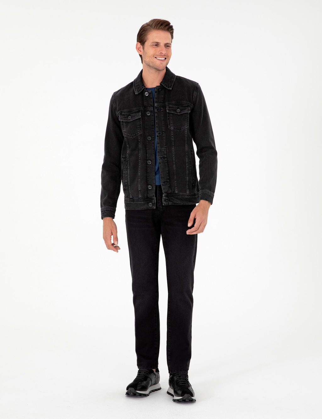 Siyah Slim Fit Jean Ceket - Pierre cardin фото 4