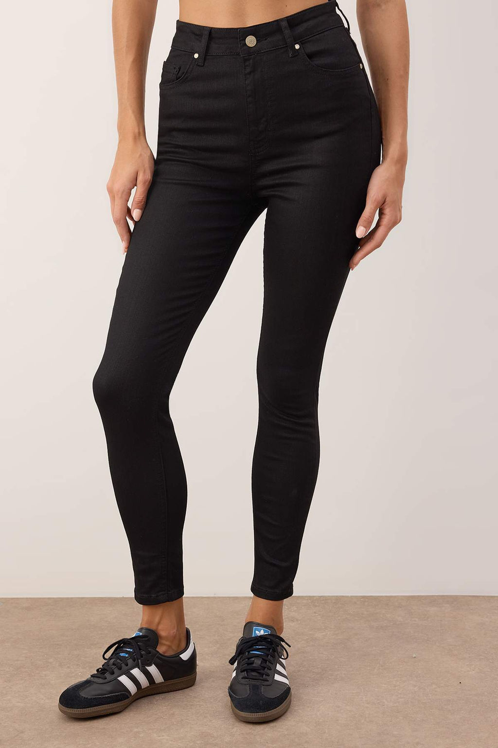 Siyah Yuksek Bel Esnek Skinny Jeans TWOAW26JE00250 - Trendyolmilla фото 3