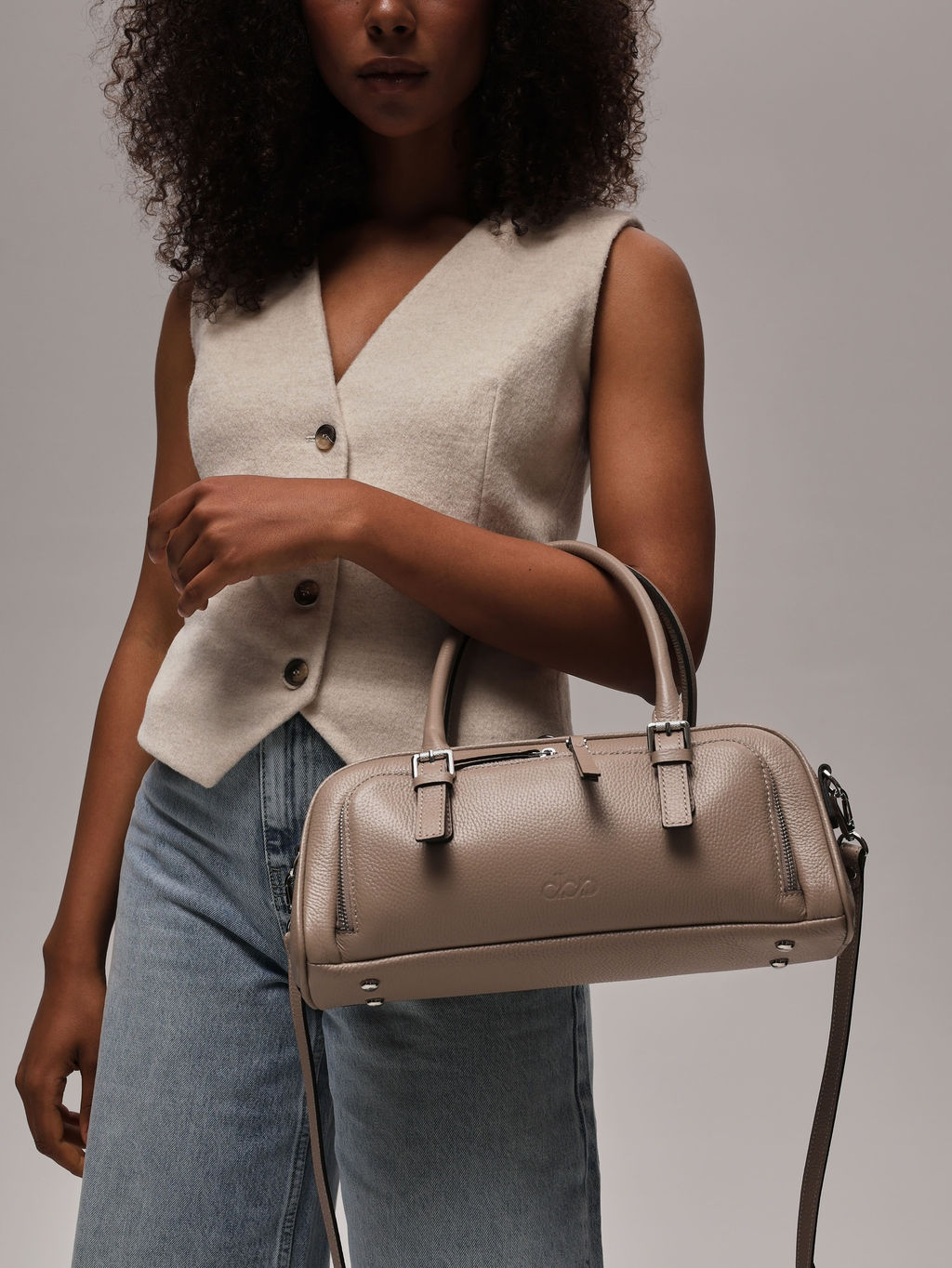 Кожаная сумка Nora DBR 31148 бежевый латте  фото 4