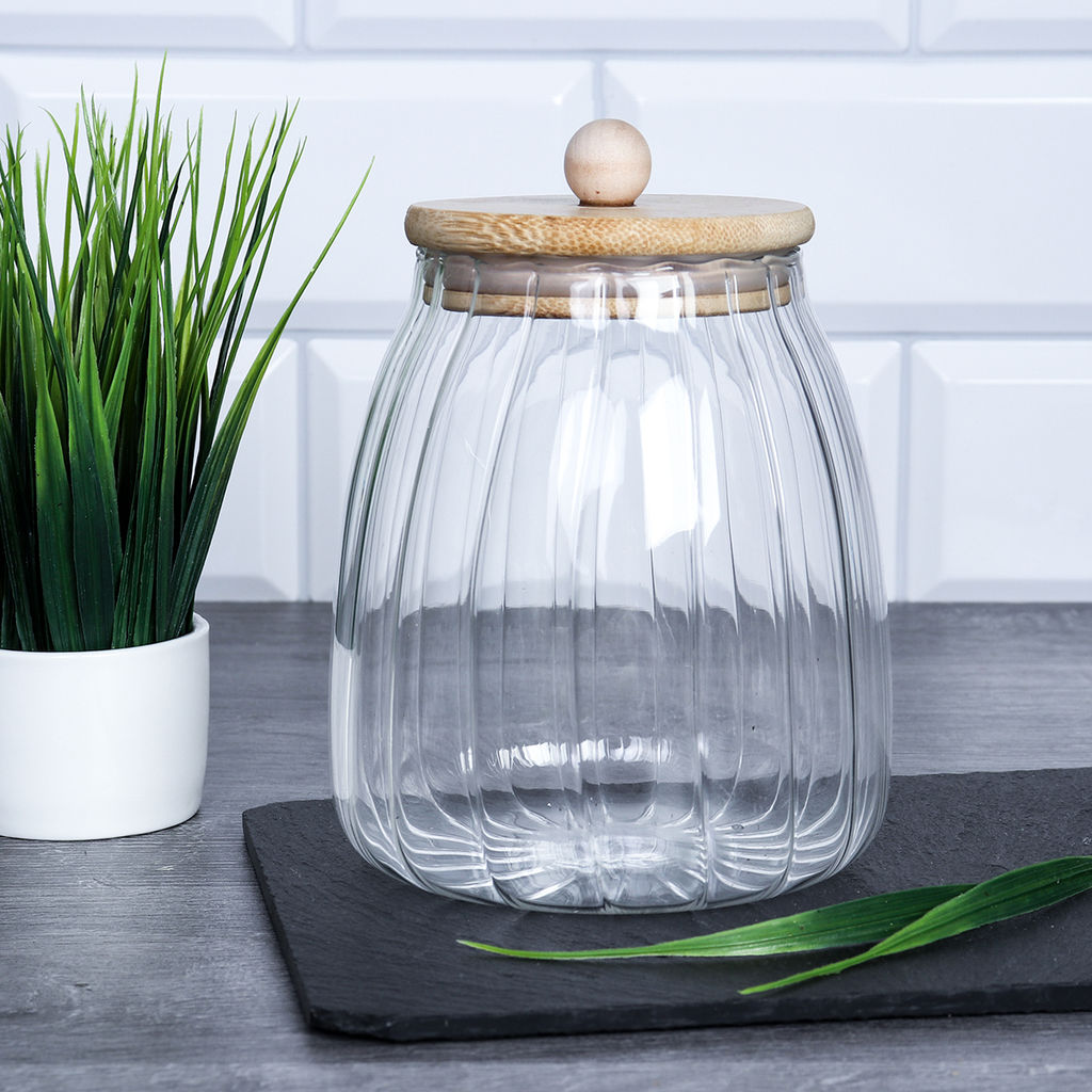 Банка для сыпучих бамбуковая крышка рифленая 1000 мл /LCSC2433/уп 60/ - Галеонтрейд фото 19