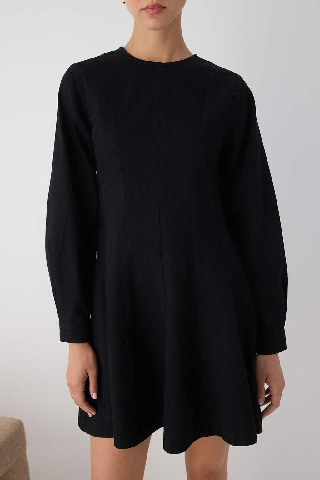 Wardrobe Essentials  Siyah Volanl? Mini Denim Elbise | TWOAW26EL00045 - Trendyolmilla фото 3