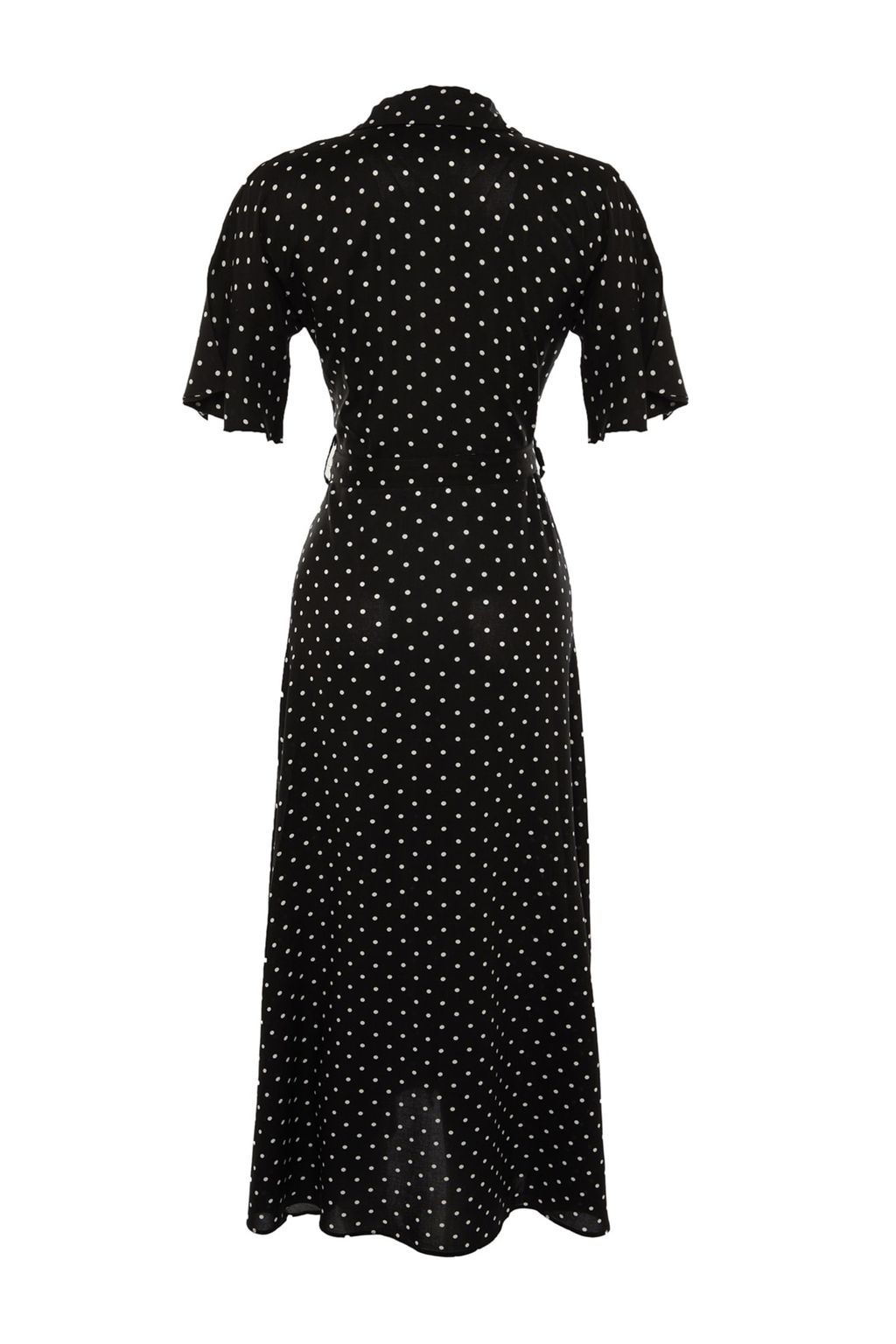TRENDYOLMILLA Siyah Kusakl? Puantiyeli Maxi Viskon Dokuma Gomlek Elbise TWOSS19EL0094