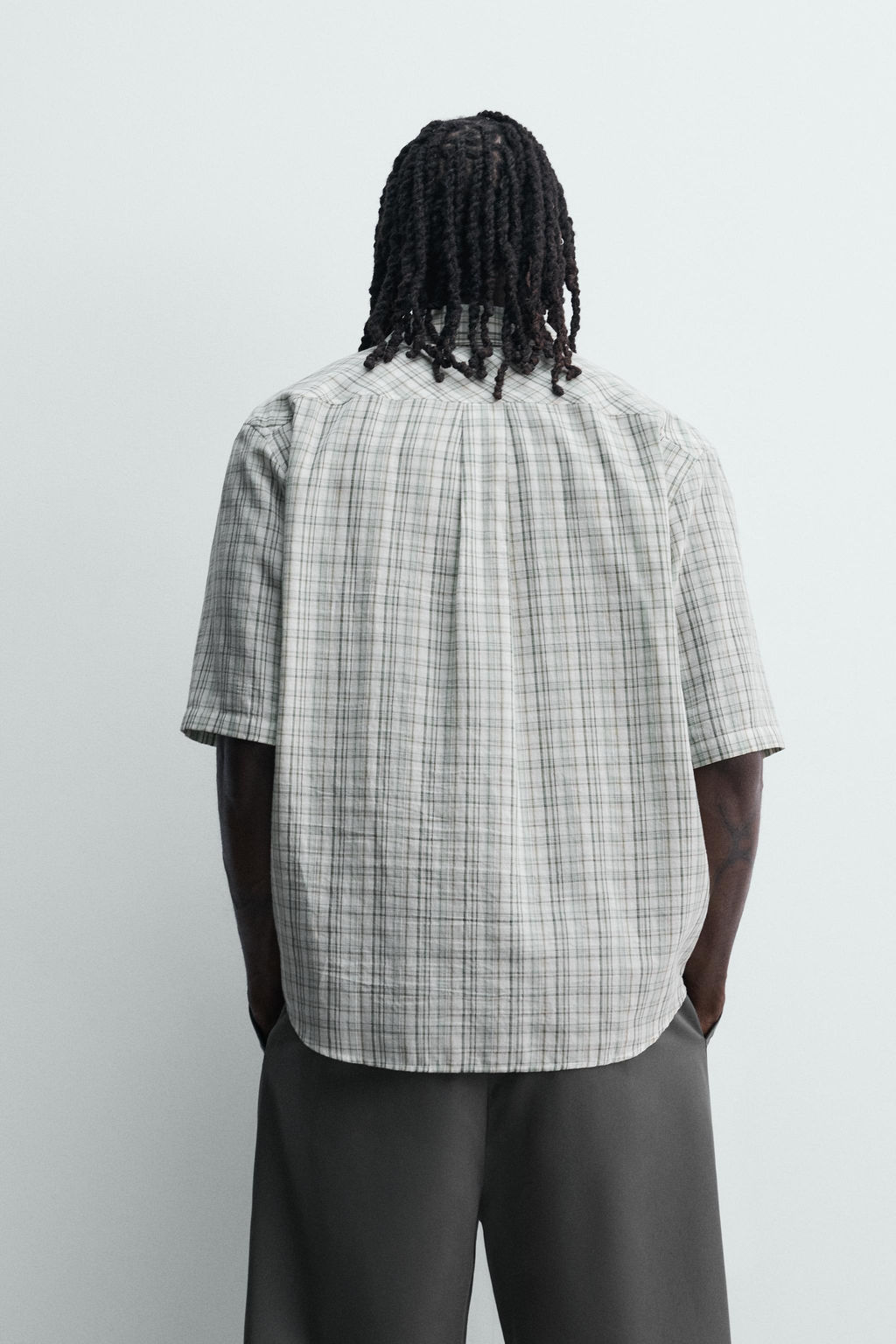 CAMISA RELAXED FIT CUADROS / verde lavado
