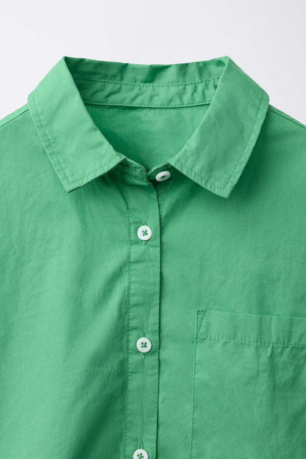 CAMISA POPEL?N LISA / Verde - Zara фото 3