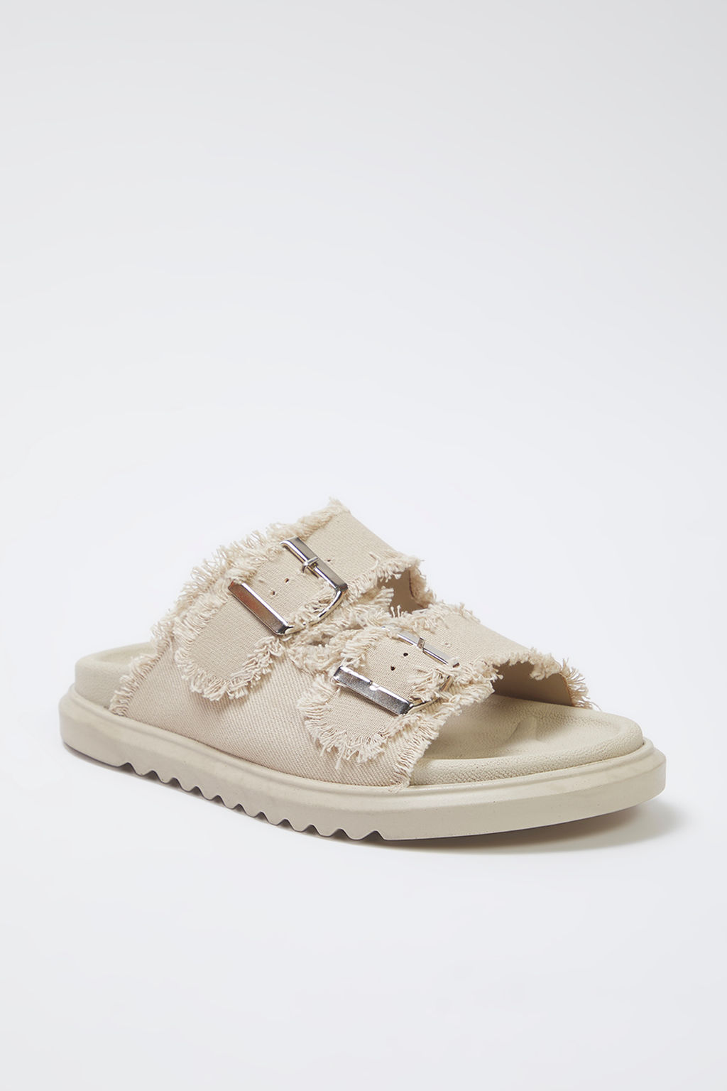 Trendyolmilla Shoes Ekru Denim Puskullu Toka Detayl? Cift Bantl? Kad?n Terlik TAKSS25TE00038  фото 9