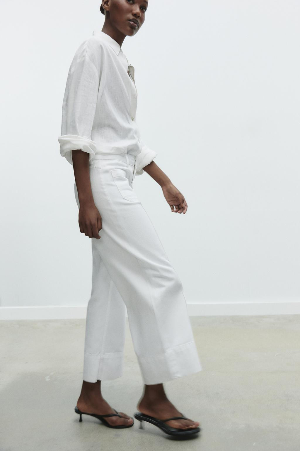Z1975 WIDE-LEG HIGH-WAIST CROPPED JEANS - Zara фото 5