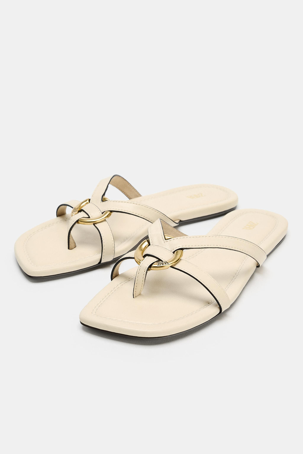 SANDALIA PLANA APLIQUE MET?LICO / Blanco - Zara фото 5