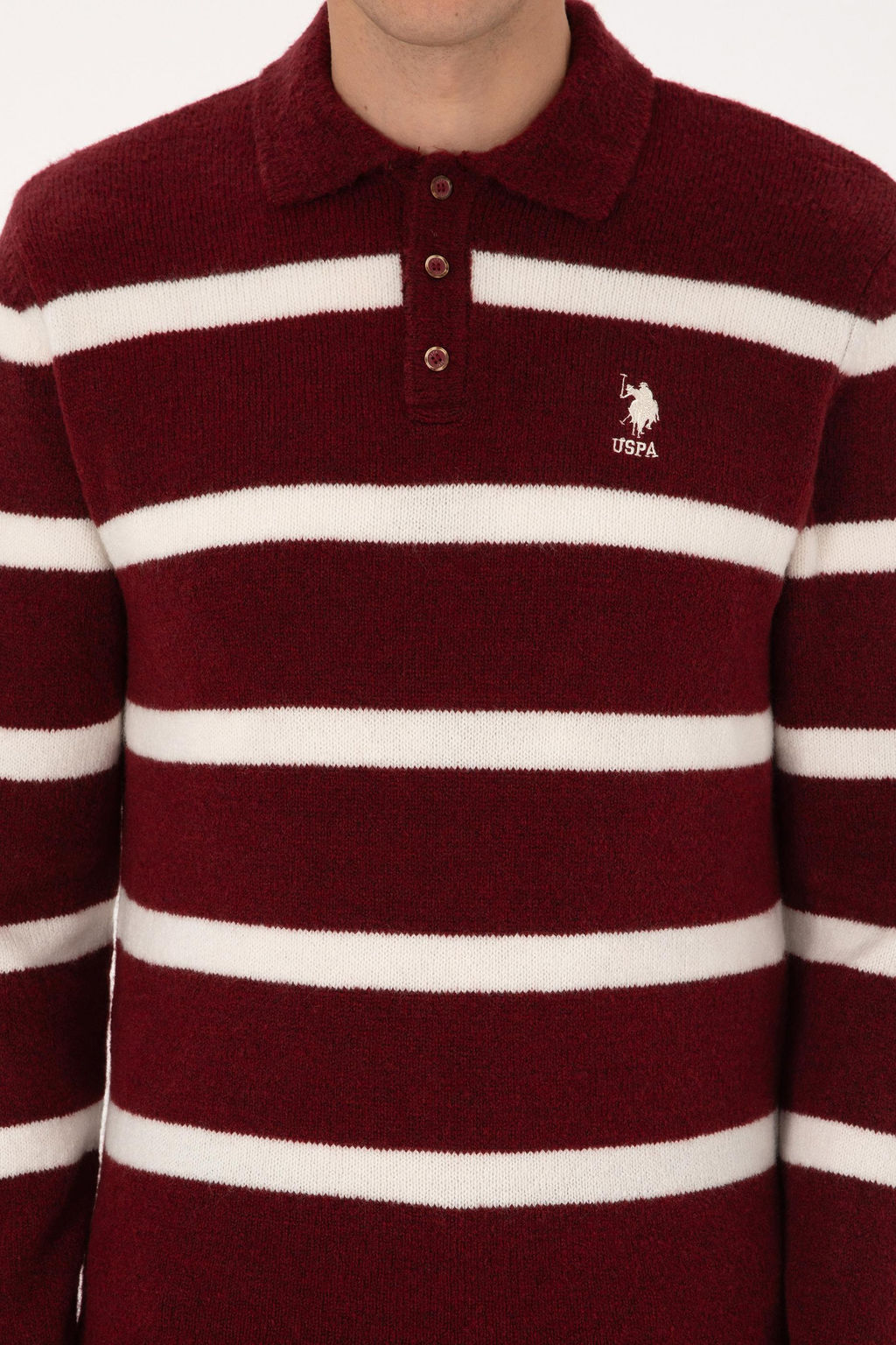 Erkek Regular Fit Polo Yaka Bordo Kazak
