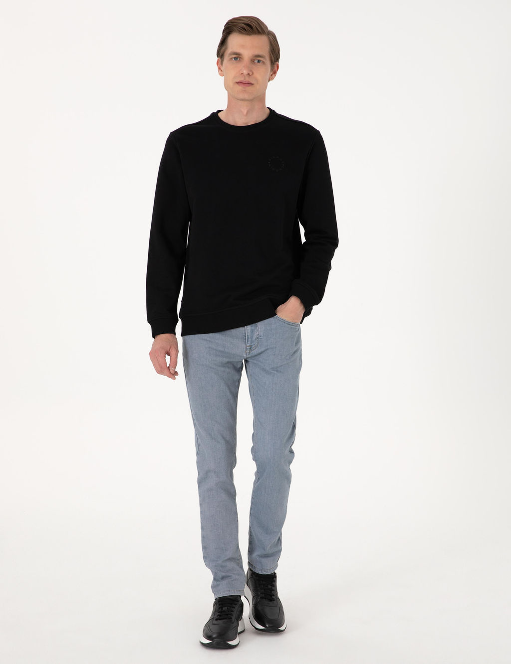 Siyah 3 _plik Regular Fit Bisiklet Yaka Basic Sweatshirt - Pierre cardin фото 4