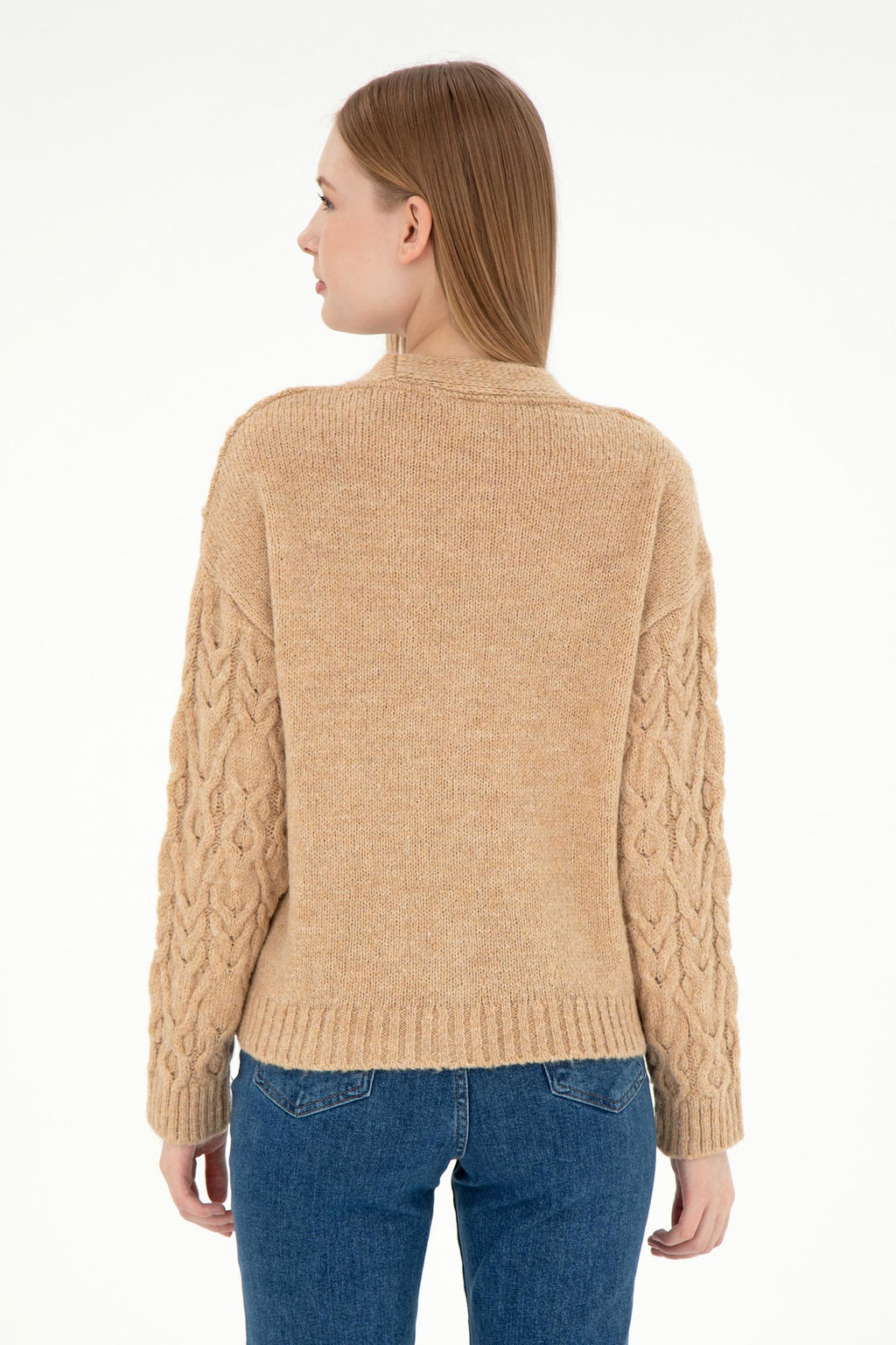 Женский трикотажный кардиган песочного меланжа Неожиданная скидка в корзине - U.s. polo assn фото 5