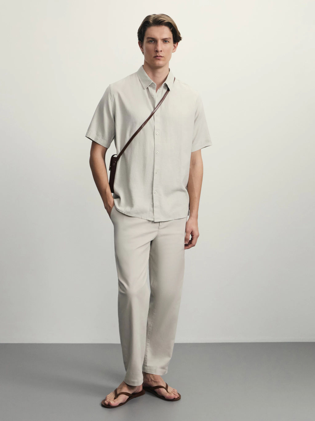 Рубашка regular fit со льном / Zarina фото 2