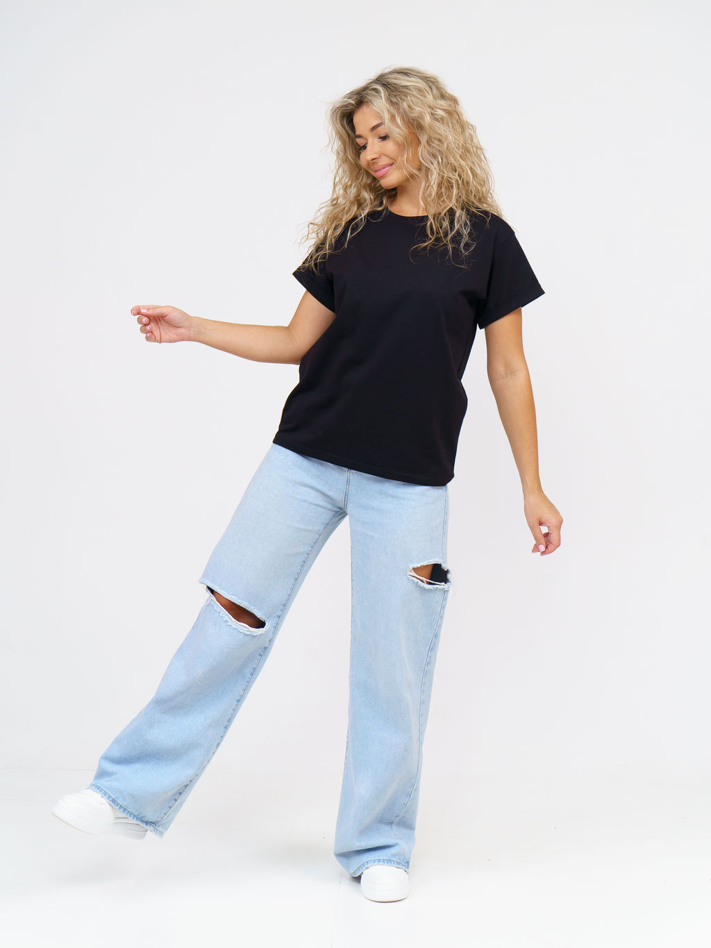 Футболка Хлопок 95%, лайкра 5% Классика аква - Ивассорти фото 69