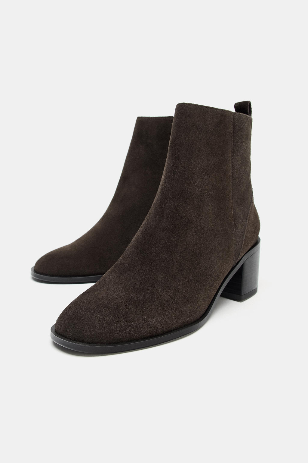 SPLIT SUEDE BLOCK HEEL ANKLE BOOTS - Zara фото 12