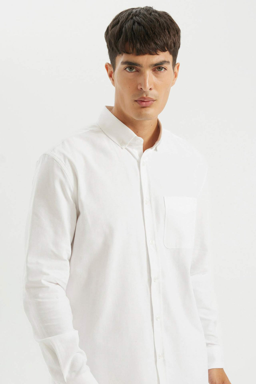 Regular Fit Polo Yaka Oxford Basic Duz Uzun Kollu Gomlek - Defacto фото 8