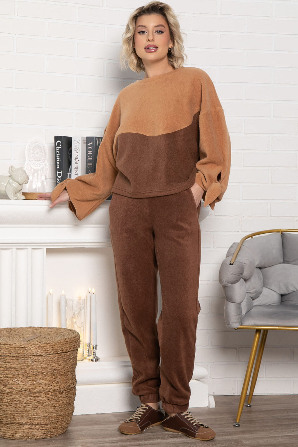 Костюм флисовый Уютный дуэт (шоколадный) К14966-10М - Lt collection фото 9