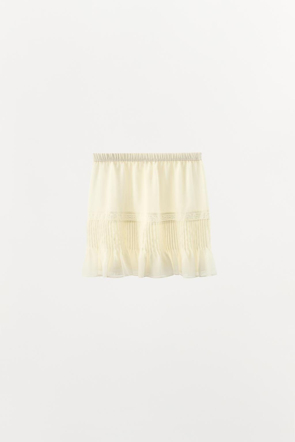 LACE TRIM PLEATED SKIRT - Zara фото 5