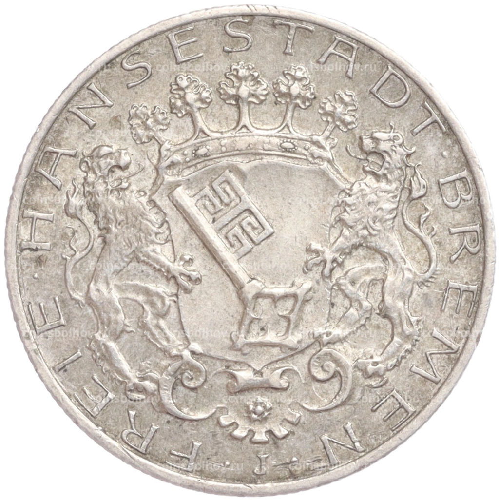 Монета 2 марки 1904 года J Германия (Бремен)