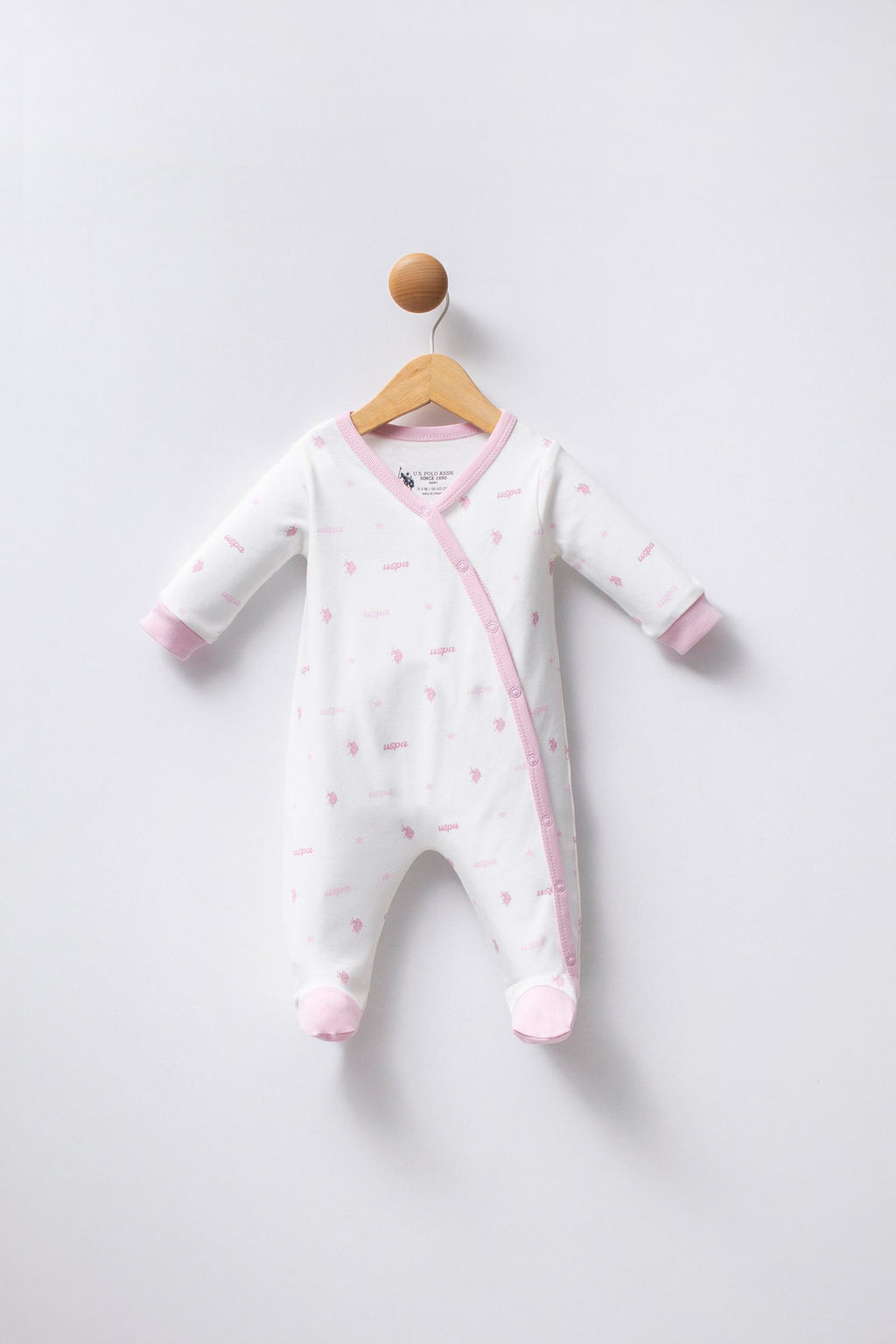 K_z Bebek Beyaz Logolu Patikli Tulum